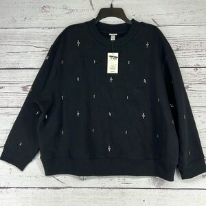 Women’s Rhinestone sweatshirt A New Day Black XXL NWT